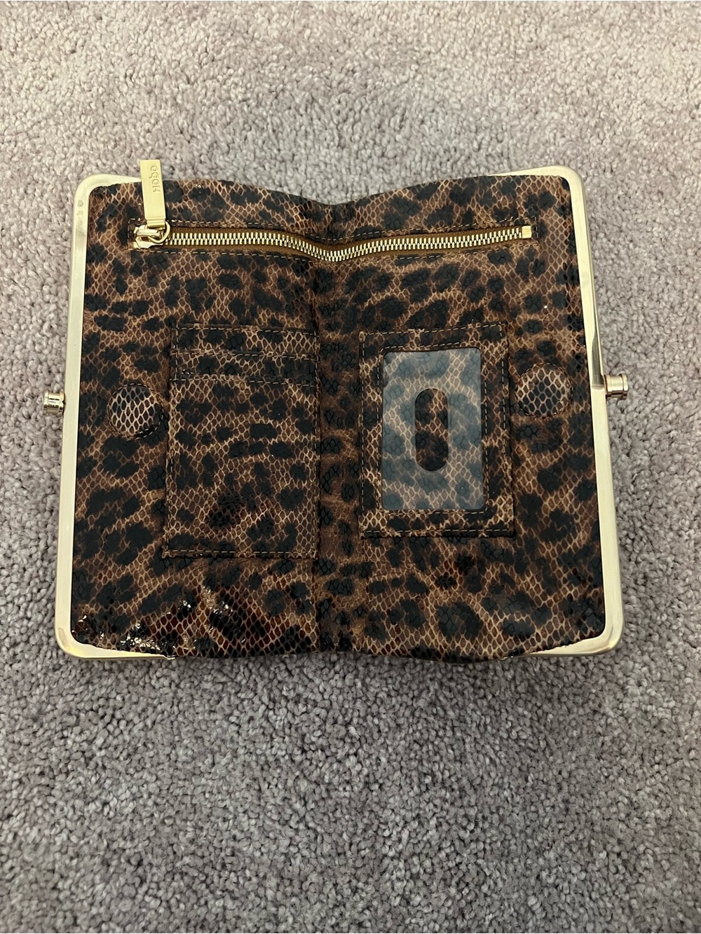 HOBO Leopard Print Clutch Wallet with Gold Trim - Picture 3 of 4